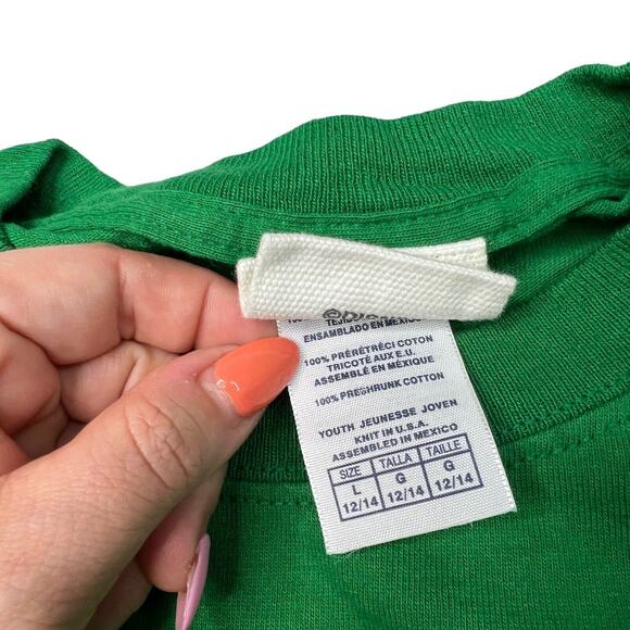 World of Disney Y2K Mickey Mouse 28 Baseball Graphic T-Shirt Green Youth Large - Picture 5 of 5